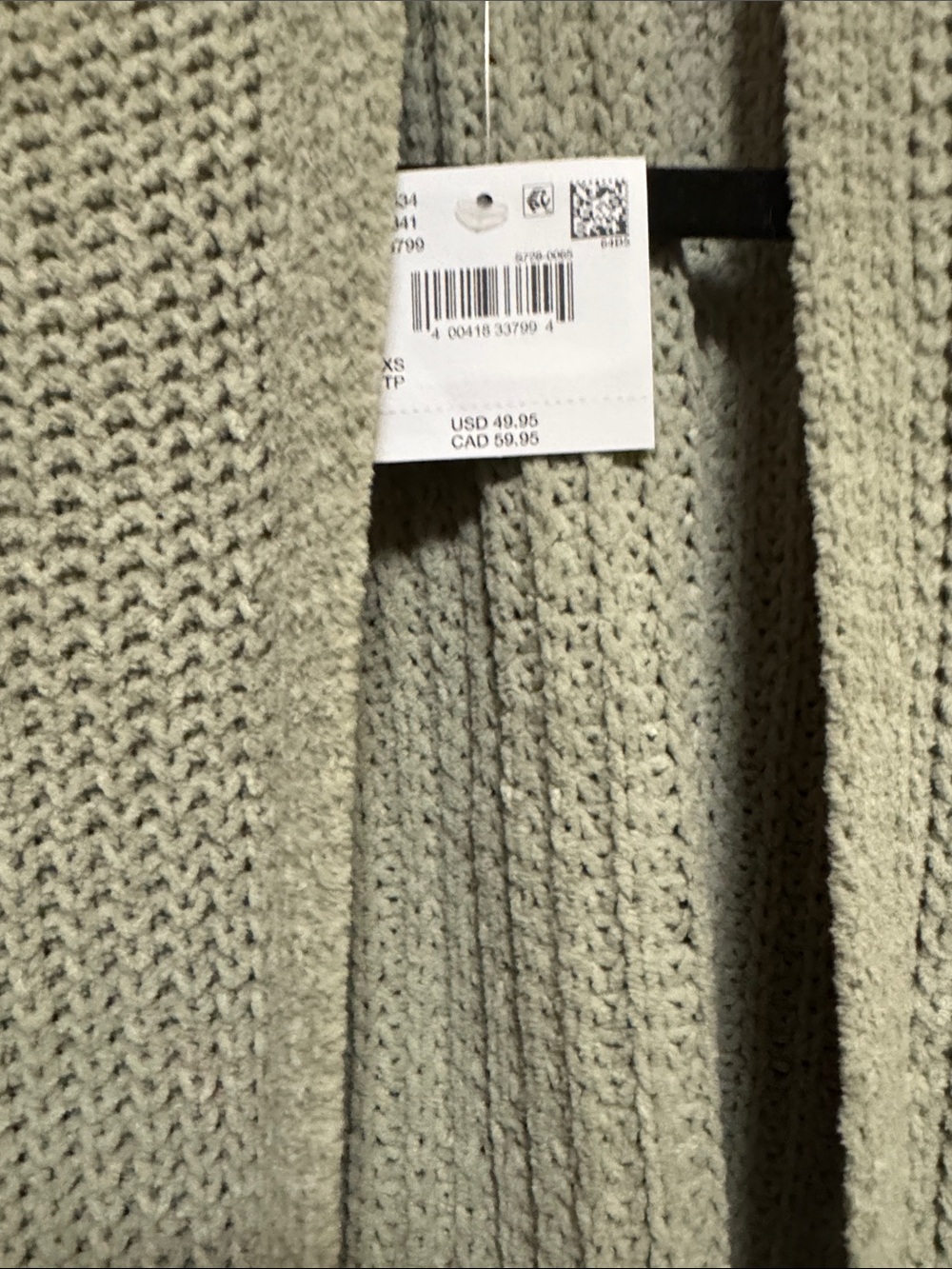American Eagle Outfitters Sage Green Waffle Knit Open-Front Cardigan - Picture 2 of 3